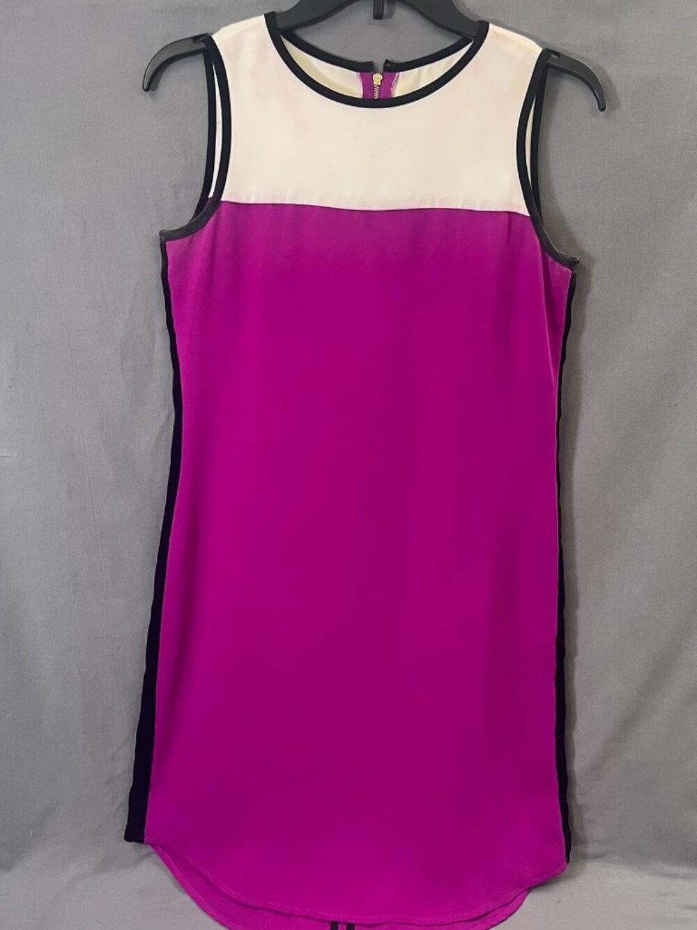 Calvin Klein White and Pink Sheath Dress Size 2 Flounce Layer Detail